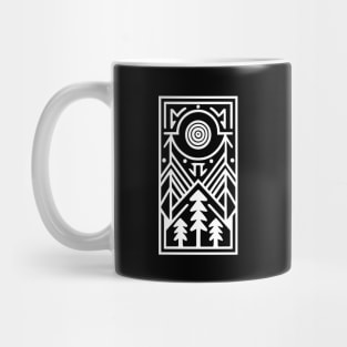 Spurce Trees Tribal Line Art (White) Mug